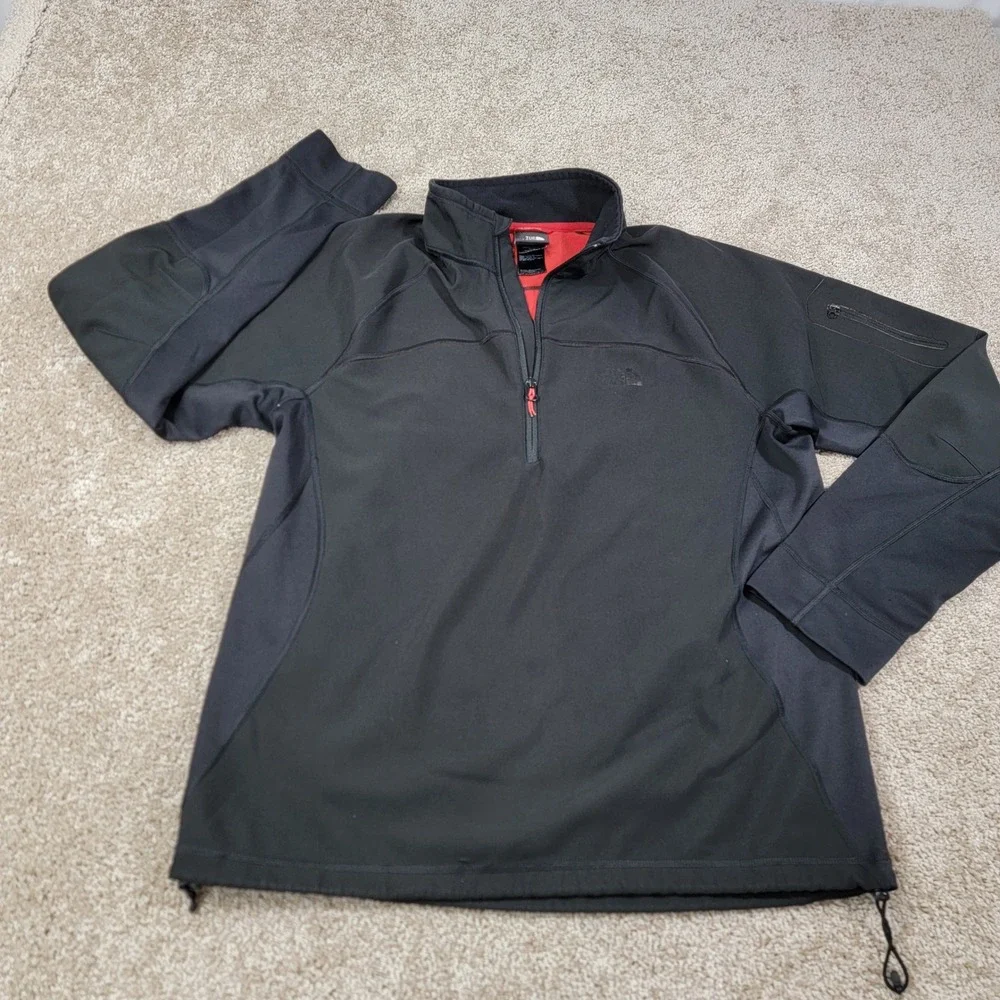 The North Face Mens Sz Medium Jacket Black Quarter Zip Fleece Lined Activewear